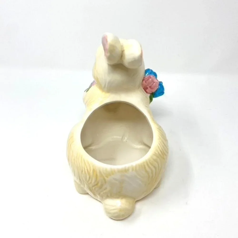Target Ceramic Bunny Flowers Planter Treat Dish Spring Decor